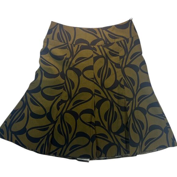 Y2K Vintage H&M A-Line‎ Skirt Olive Black Abstract Print Size 8 Womens M Medium - Picture 2 of 8